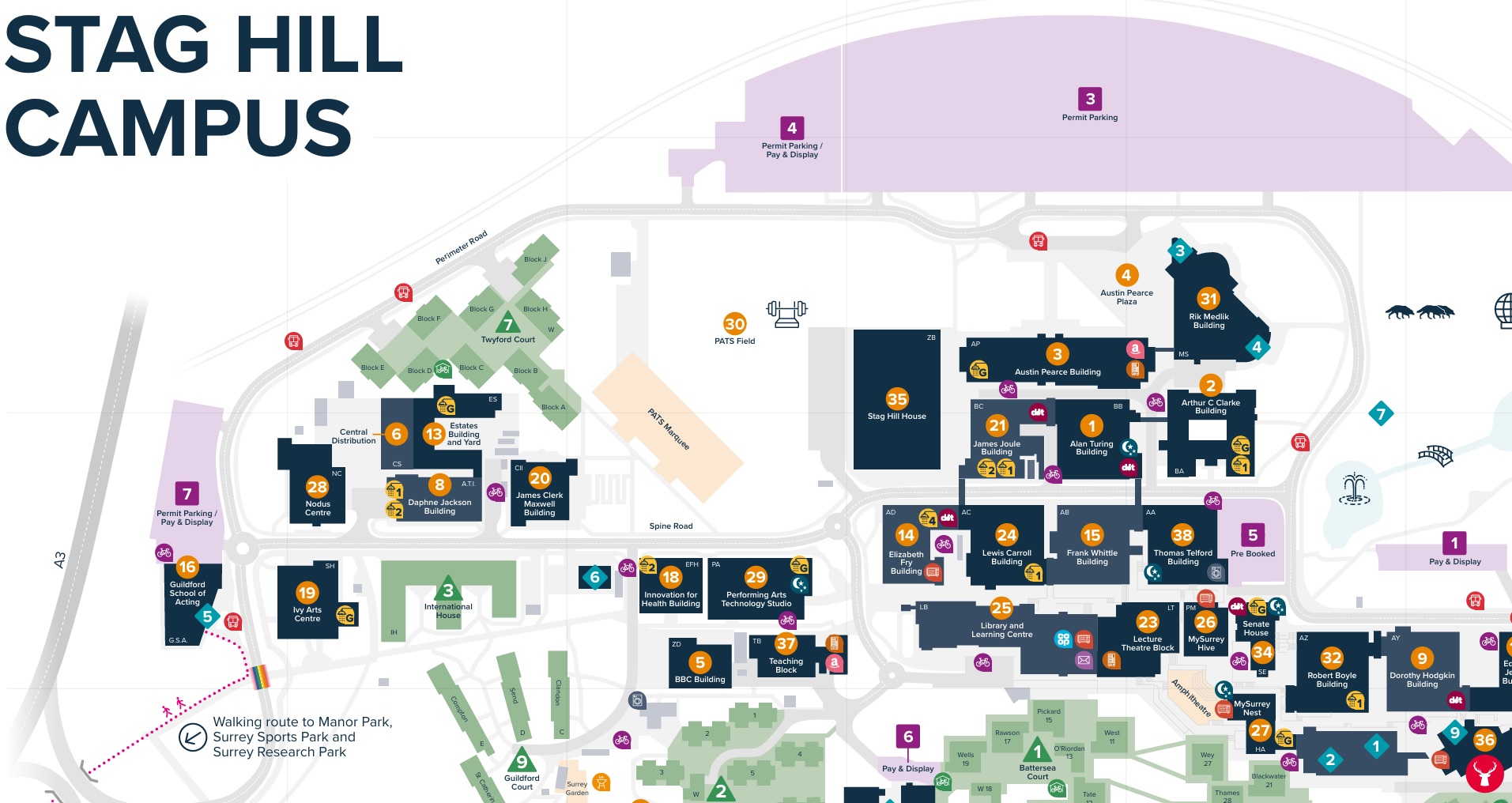 Campus map showing Arthur C. Clarke (BA) Building (click to open full map)